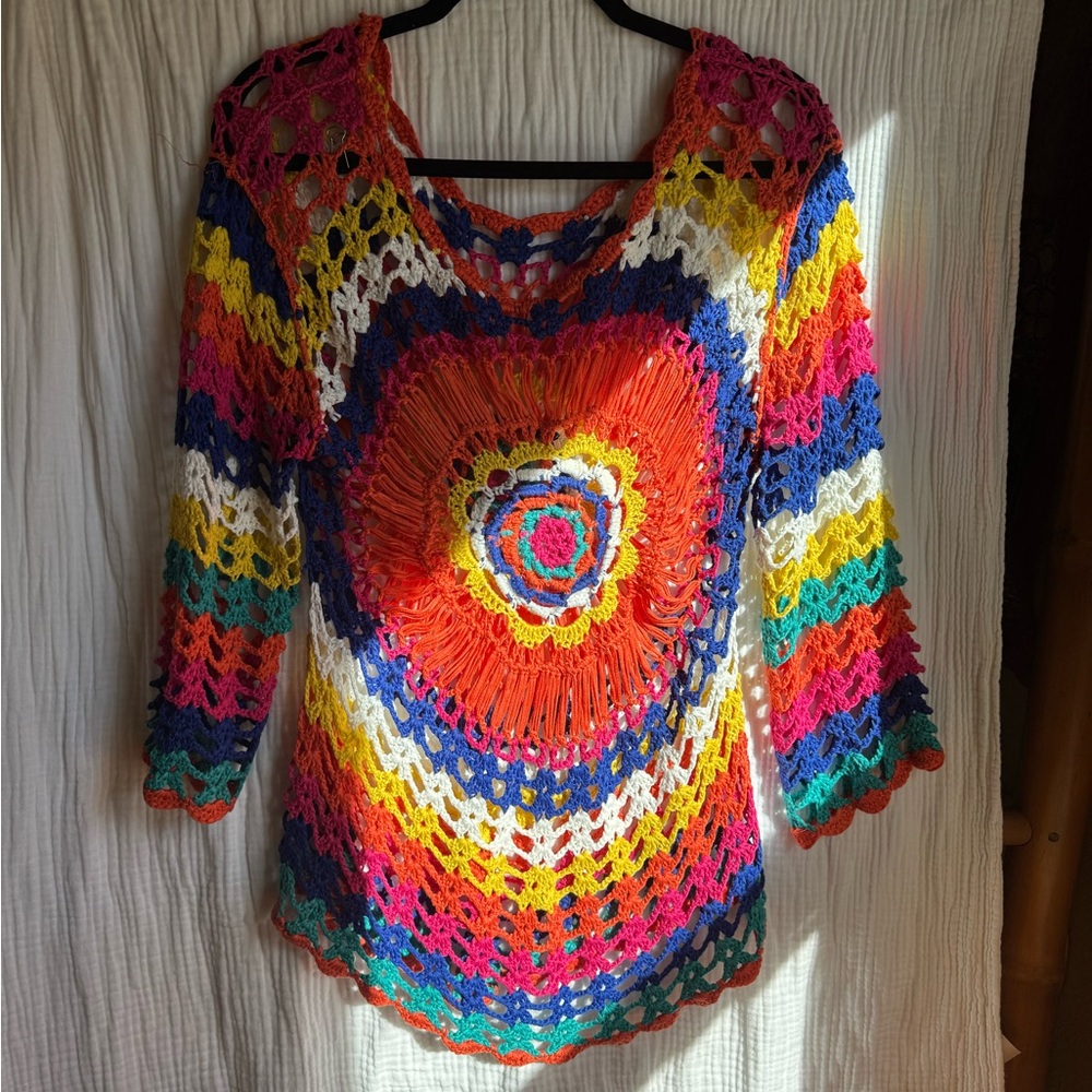 Multicolor Crochet Sweater or Coverup. - Picture 2 of 2